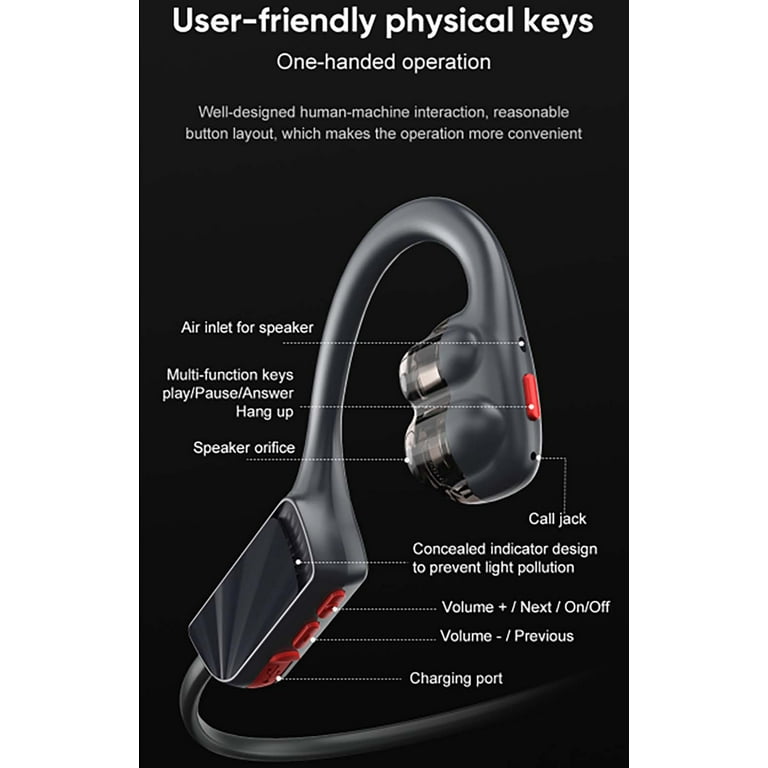 Open Ear Headphones Bluetooth 5.3 Wireless Earphones True Open Ear