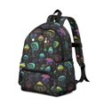 thumbnail image 2 of Mushroom and Moon Black Pattern Backpack for School, Cute School Bag with Adjustable Shoulder Straps and Padded Back, 13.4"x11"x4.7", 2 of 5