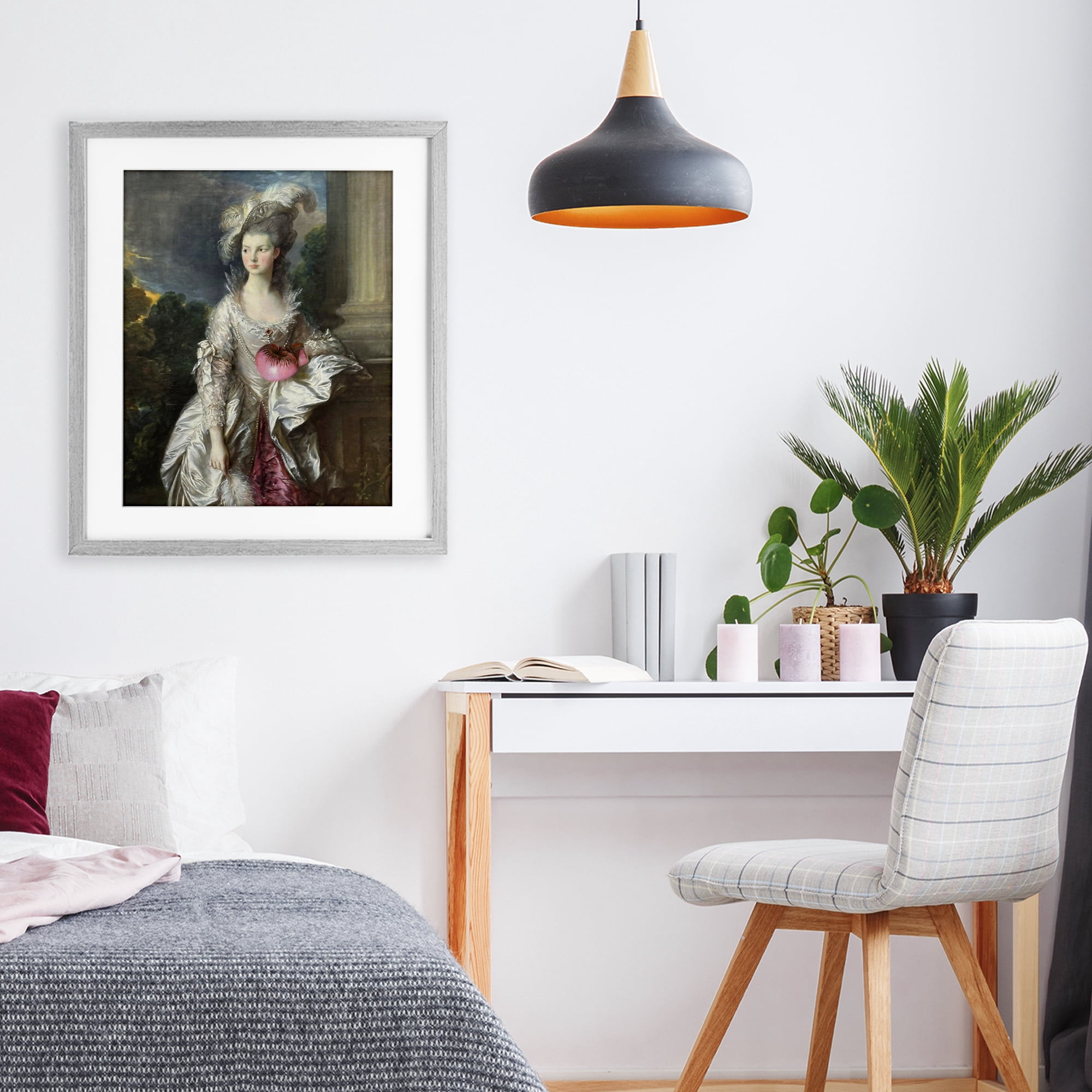 Stupell Industries Historical Lady with Boxing Glove Gray Framed Print Under Glass, design by Grotto Studios
