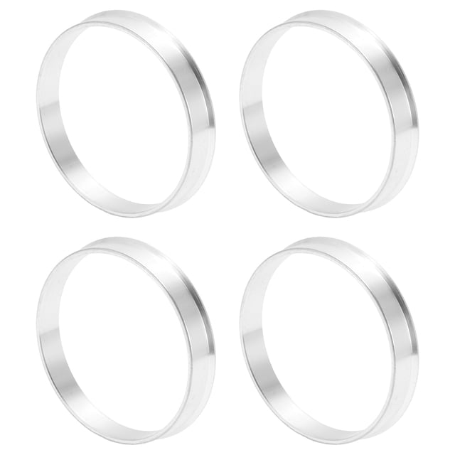 Anillos de centrado de rueda de automóvil Unique Bargains, anillos de hub de absorción de choque, aleación de aluminio, tono plateado, duraderos, OD 59.6mm a ID 56.1mm