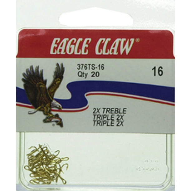 Eagle Claw 376TSH-16 2X Treble Hook, Gold, Size 16 Hook - Walmart.com ...