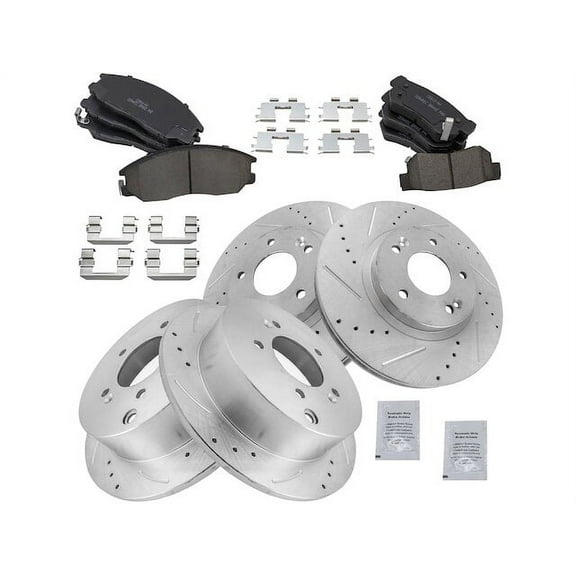 Front and Rear Brake Pad and Rotor Kit - Compatible with 2001 - 2006 Hyundai Santa Fe 4WD 2002 2003 2004 2005