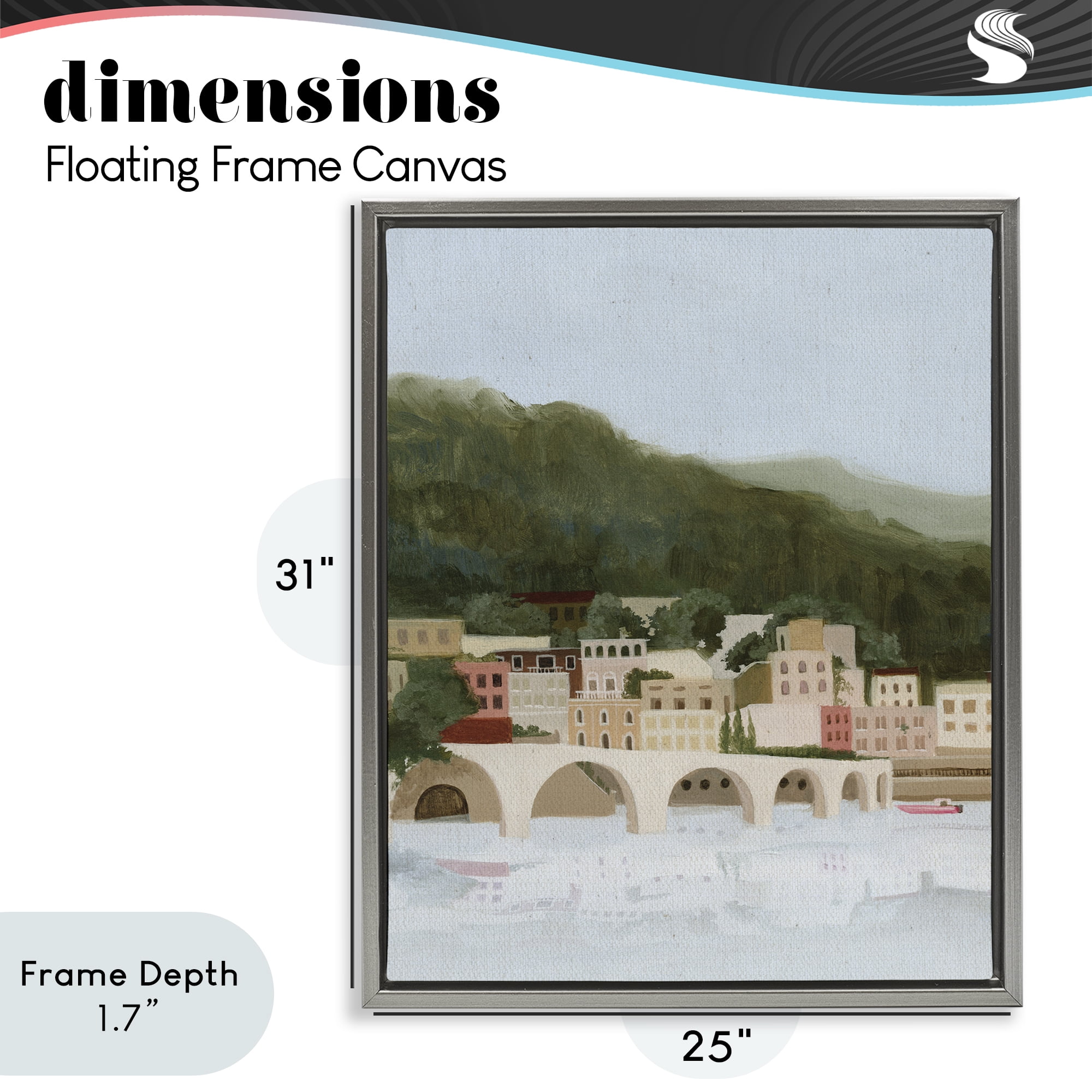 Stupell Industries Coastal Mountains By Sea Gray Framed Floater Canvas Wall Art, design by Grace Popp