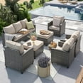 thumbnail image 5 of ELPOSUN 7 Pieces Outdoor Patio Furniture Set, 4 x Single Chair, 2 x Ottoman and 3-Seat Sofa with Cushions, Outdoor Wicker Sectional Conversation Set for Garden, Poolside, Backyard, Khaki Cushion, 5 of 7