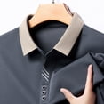 thumbnail image 4 of FINALGANG Mens Contrast Collar Long Sleeve Polo Shirt With Button Placket Slim Fit Soft Breathable For Fathers Day Gift Daily Wear Everyday Activities Leisure Top, 4 of 5