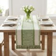 thumbnail image 2 of Table Runner for Kitchen Decor Birthday Decorations, Long Kitchen Runner with Tassel for Kitchen and Dining Table Decoration Green 11.8x63inch, 2 of 6