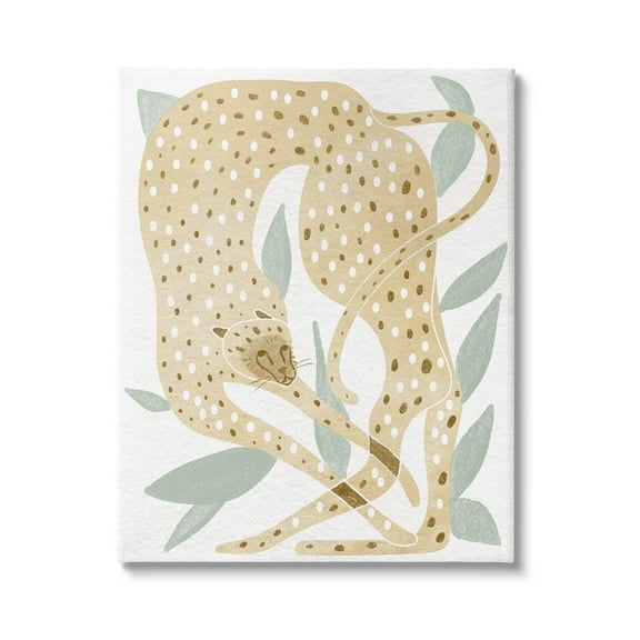 Modern Cheetah Botanical Leaves Animals & Insects Graphic Art Gallery Wrapped Canvas Print Wall Art