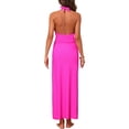thumbnail image 3 of Conjuntos de baño de dos piezas con escote en V profundo y hebilla para mujeres, tops halter y falda larga, trajes de baño color rosa rojo, talla X-Large, 3 of 5