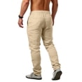 thumbnail image 4 of Men's Lightweight Linen Jogger Pants Elastic Waist Drawstring Wide Leg Pants with Pockets Linen Long Pants Loose Fit Summer Beach Casual Harem Baggy Trousers,Brown M, 4 of 4