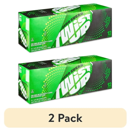 (2 pack) Great Value Twist Up Zero Sugar Lemon Lime Soda Pop, 12 fl oz, 12 Pack Cans