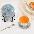 thumbnail image 3 of Yayeee 6 PCS Drink Coasters with Holder Set Woven Absorbent Round Tabletop Hot Pad, Summer Pool Pattern, 3 of 7