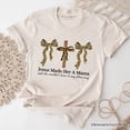 thumbnail image 6 of Jesus Made Her A Mama T-Shirt, Coquette Christian Leopard Bows Faith Tee, 6 of 6