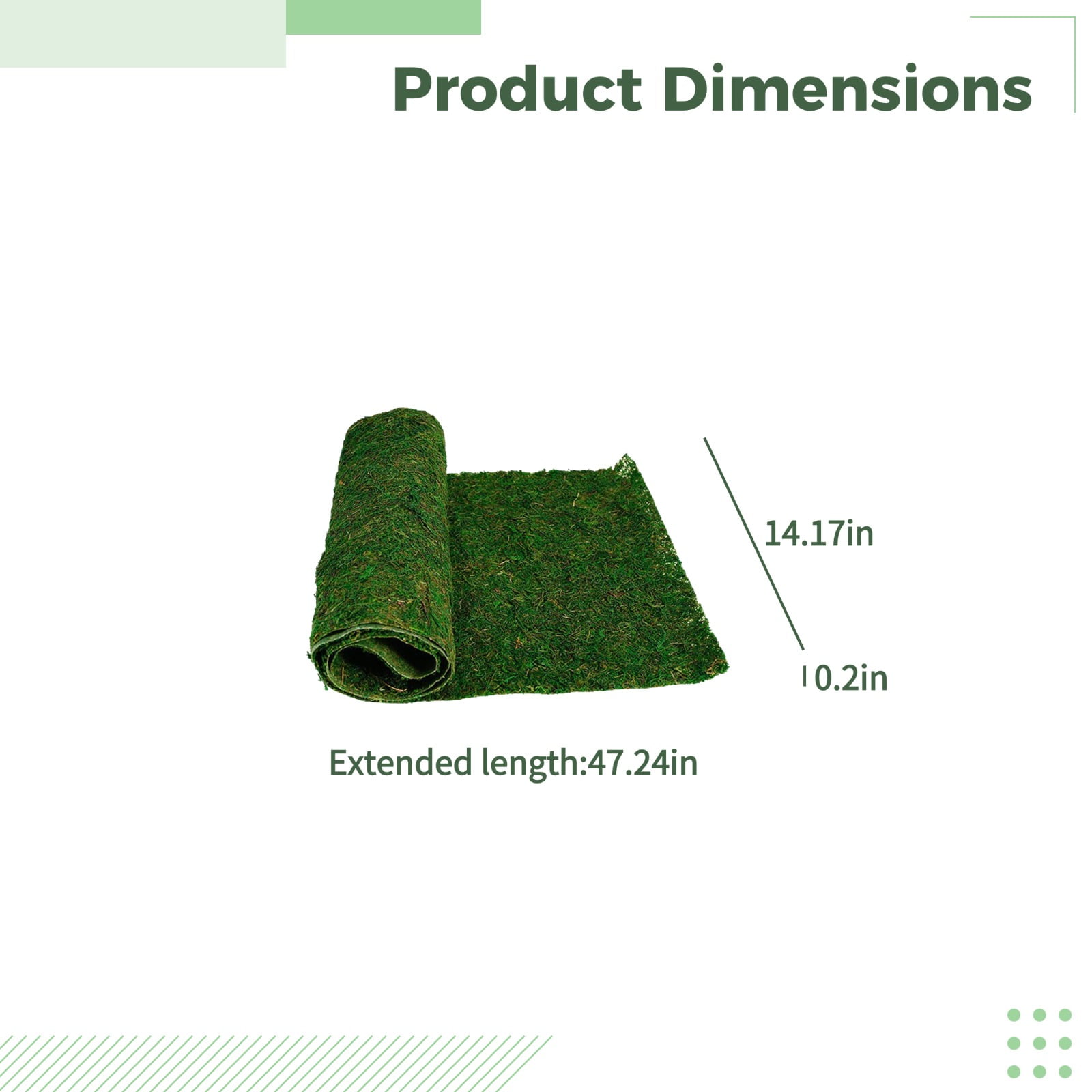 47.2 in / 120 cm Artificial Moss Roll, Green Moss Sheet for Landscaping and Decoration, Faux Moss Table Runner for Wedding Party and Home Decor, Easy to Install, Lush Moss for Realistic Look