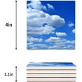 thumbnail image 3 of POGLIP Sunny Blue Sky with White Clouds Set of 6 Coaster for Drinks, Absorbent Ceramic Stone Coasters Cup Mat with Cork Base for Home Kitchen Room Coffee Table Bar Decor, 3 of 4