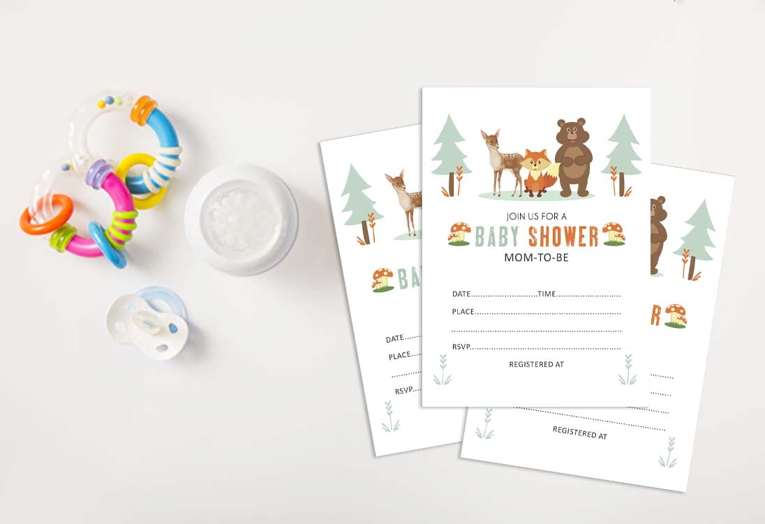 Inkdotpot 30 Fill In StyleBaby Shower Invitation Cards Jungle Animals Gender Neutral Blank Invites