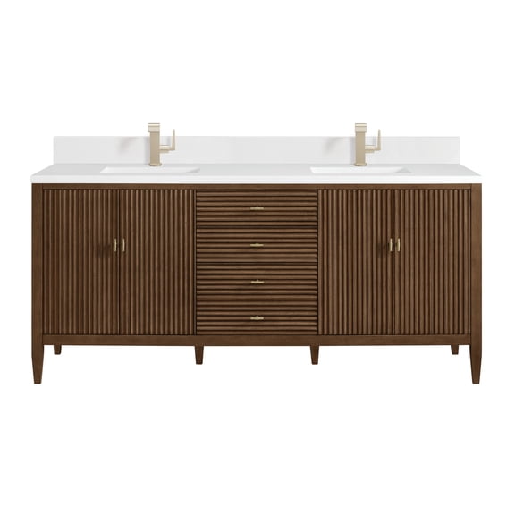 James Martin Vanities 485-V72-1Wz Myrrin 72" Double Basin Wood Vanity Set - Mid-Century