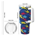 thumbnail image 4 of Sikiie Cartoon Shark Insulated Stainless Water Bottle Lid Travel Mug Cup Insulated Tumblers Cup 40oz Ice Bully With Handle, 4 of 8