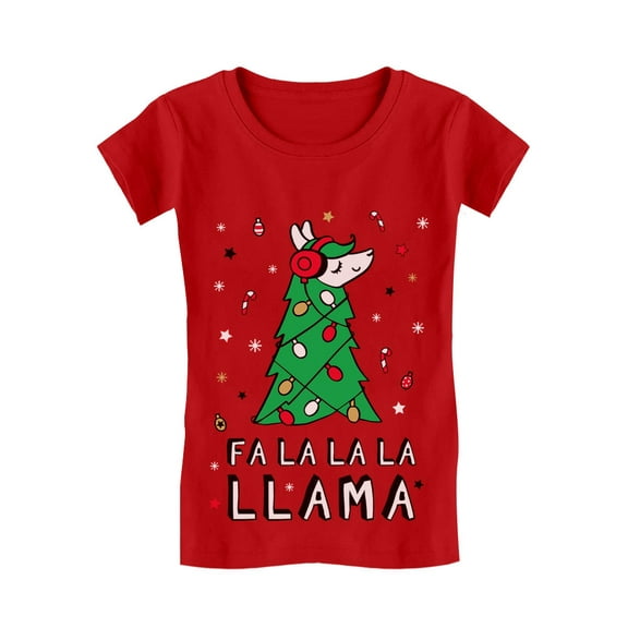 Tstars Girls Ugly Christmas Tshirt Fa La La Llama Ugly Christmas Shirt Funny Xmas Girls Fitted Kids T Shirt Ugly Xmas tshirt