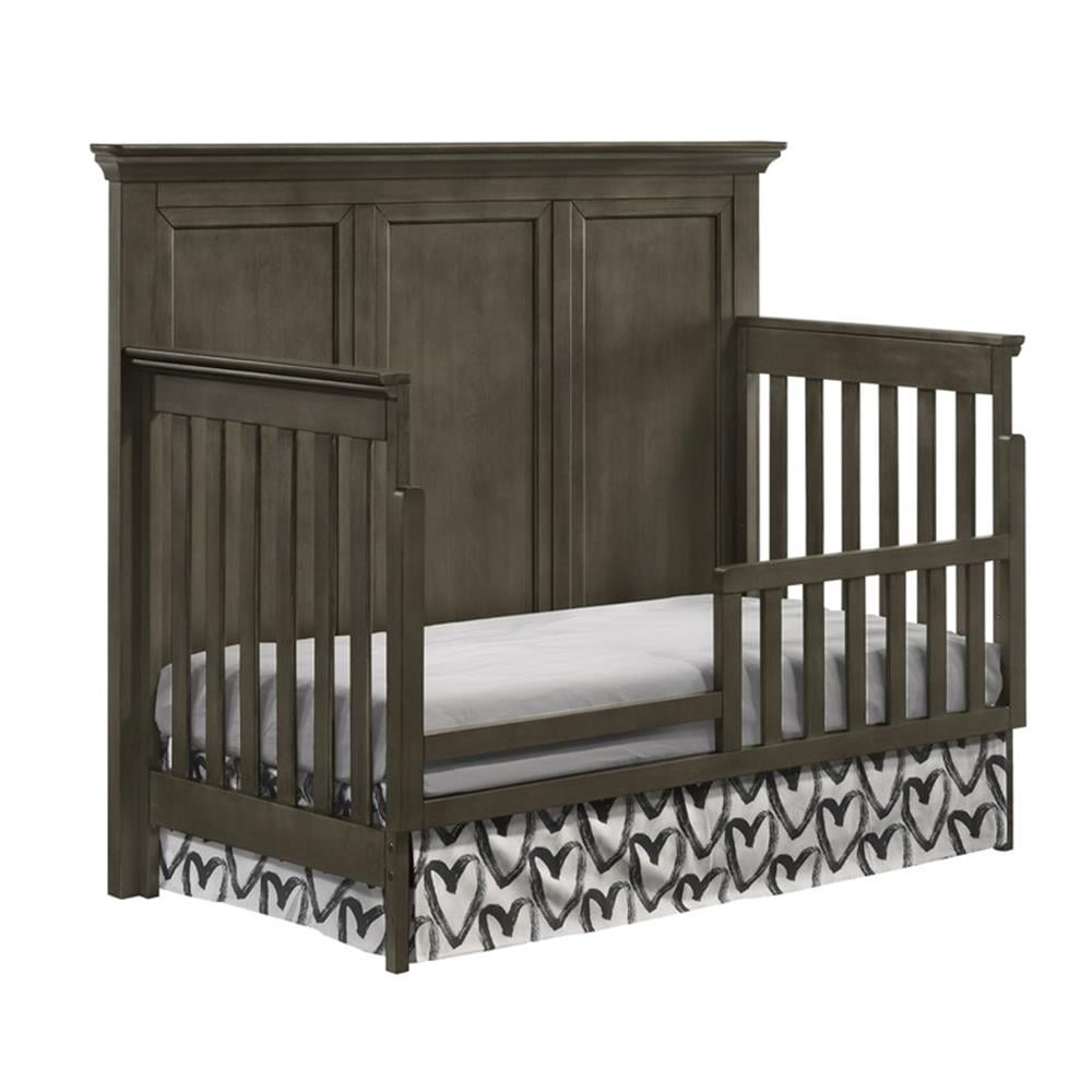 Pemberly Row Rubberwood & Select Hardwood Transitional Toddler Rail in Gray