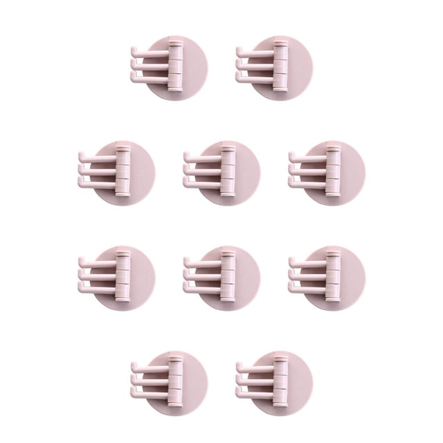Monstrate Gancho adhesivo sin costuras 3 en 1 Ganchos para palos Ganchos para suministros de cocina Ganchos para llaves montados en la pared Rosa 10piezas