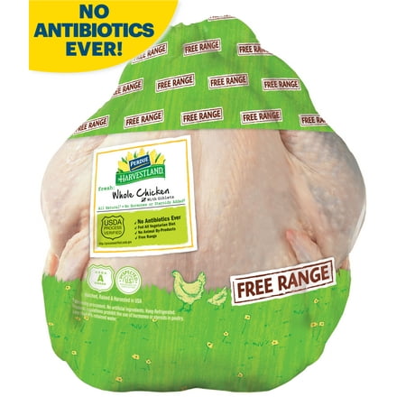 Perdue Harvestland, Free Range, Fresh Whole Chicken with Giblets, 4-6.2 lbs.