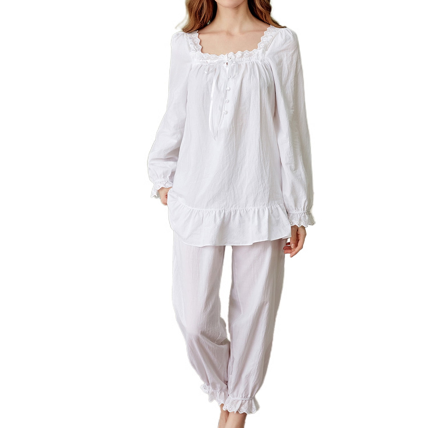 Homgro Women's Cotton Pajama Set Ladies Soft 2 Piece Vintage Lounge Set