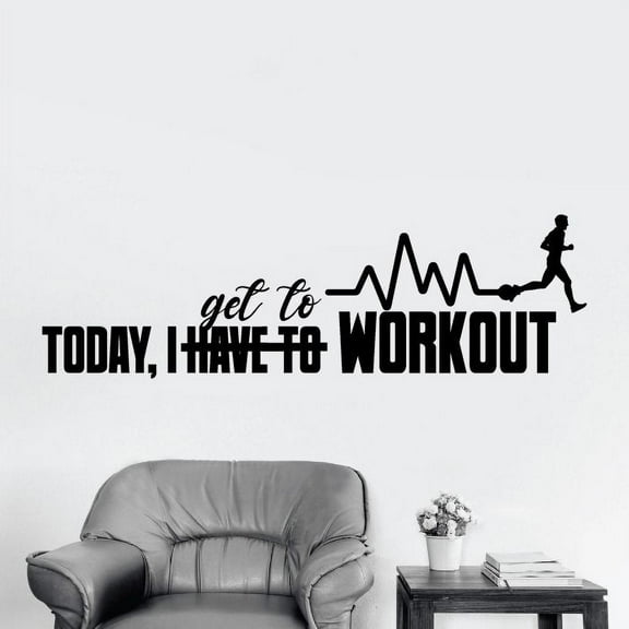 Today, I Have To Get To Workout Exercise Workout Quote Motivation Fitness Inspiration Running Silhouette Vinyl Wall Art Sticker Decal Home Gym Workout Area Fitness Sticker Decoration Size (4x10 inch)