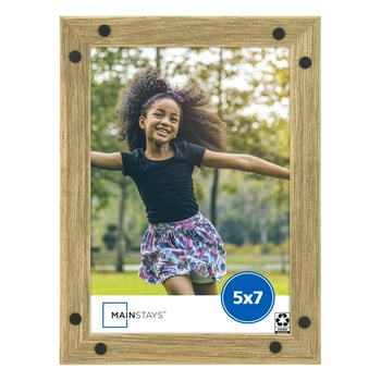 Mainstays 5" x 7" Natural Wood with Black Rivets op Picture Frame