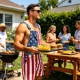 thumbnail image 3 of Fortwear Anniversary Mens American Flag Overalls Shorts Jumpsuit 4th of July Bib Coveralls, 3 of 9