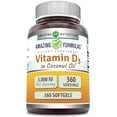 thumbnail image 1 of Suplemento Dietético Amazing Nutrition Vitamina D3 en Aceite de Coco 5000 IU 360 Softgels, 1 of 4
