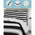 thumbnail image 4 of Black Grey Stripe King Size Down Alternative Comforter, Lightweight Comforter Quilt Bedding Set with Pillow Shams Minimalist Farmhouse Striped All Seasons Bed Comforter Duvet Insert 96"x106", 4 of 7