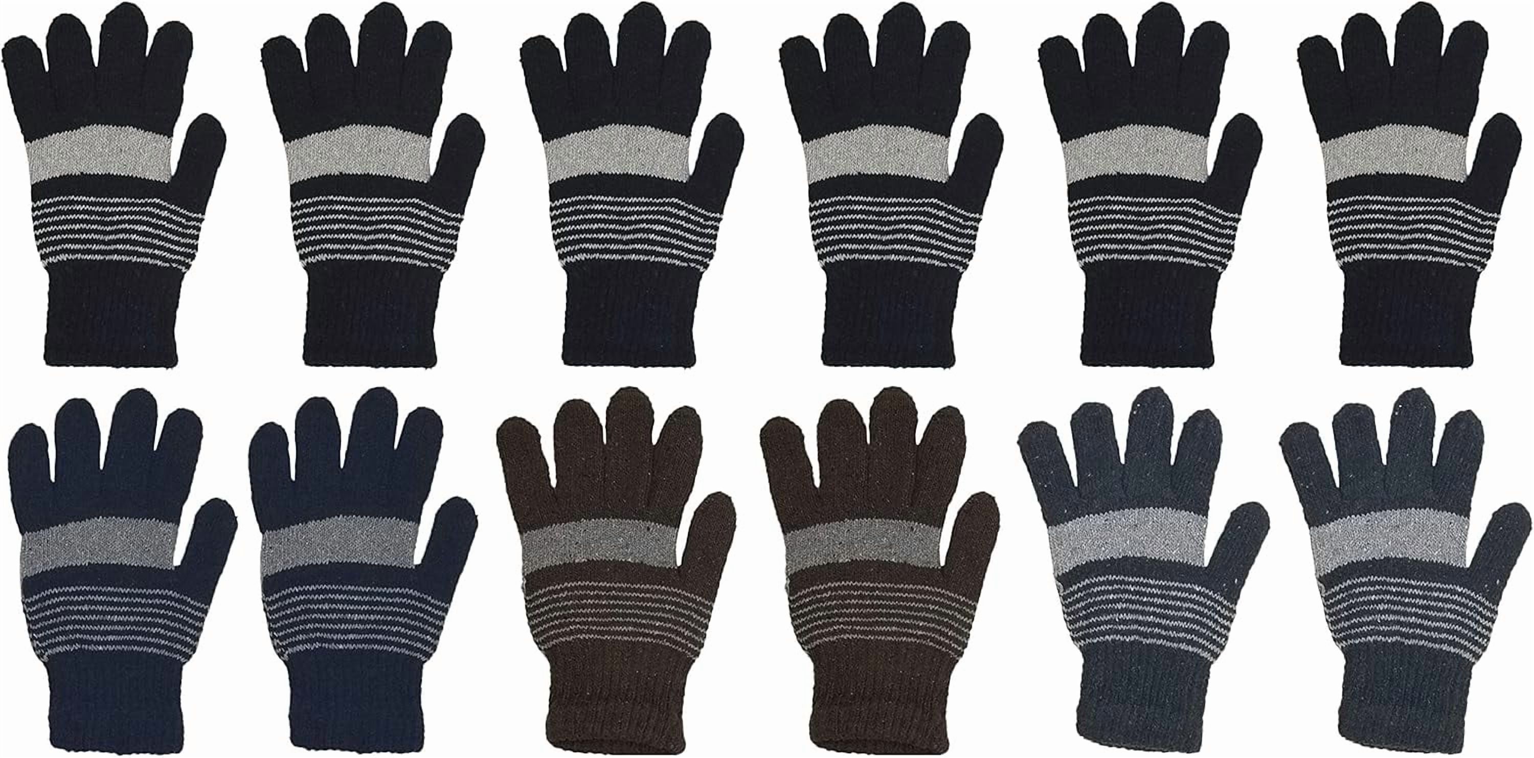 48 Pairs Winter Magic Gloves, Bulk Warm Brushed Interior, Stretchy Assorted Mens Womens