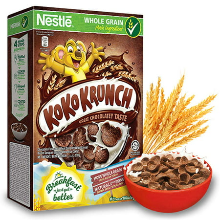 NESTLE KOKO KRUNCH Breakfast Cereal (New Recipe) - Healthy Whole GrainChoco Crunch with Wheat Chocolate Curl - This Wheat Coco Cereal Has MOREFiber and LESS Sugar - Imported from Malaysia, 330g -  Nestlé