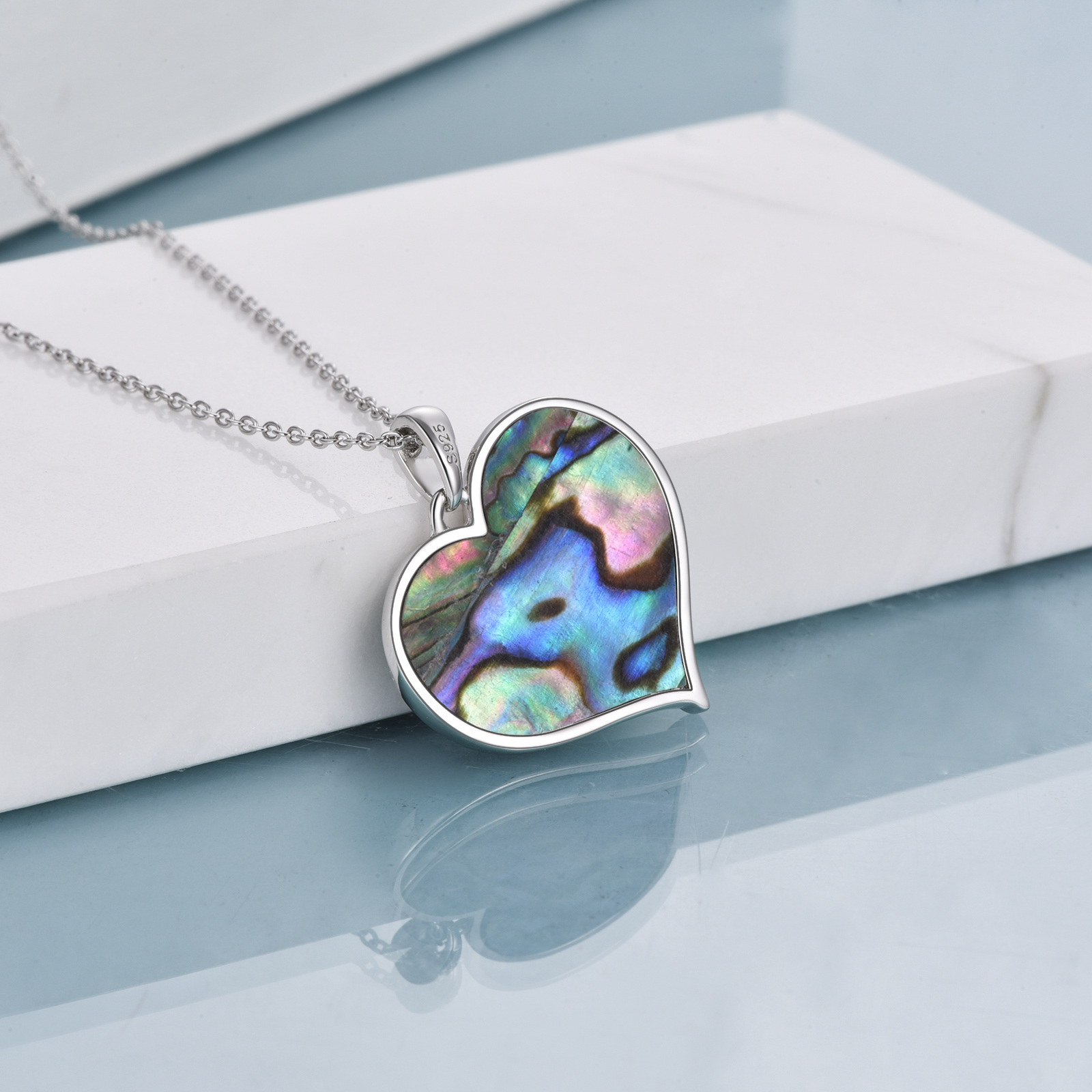 Giraffe Jewelry for Women Sterling Silver Mother Daughter Love Heart Abalone Pendant Necklace for Mom Daughter Birthday Mothers Day Gifts