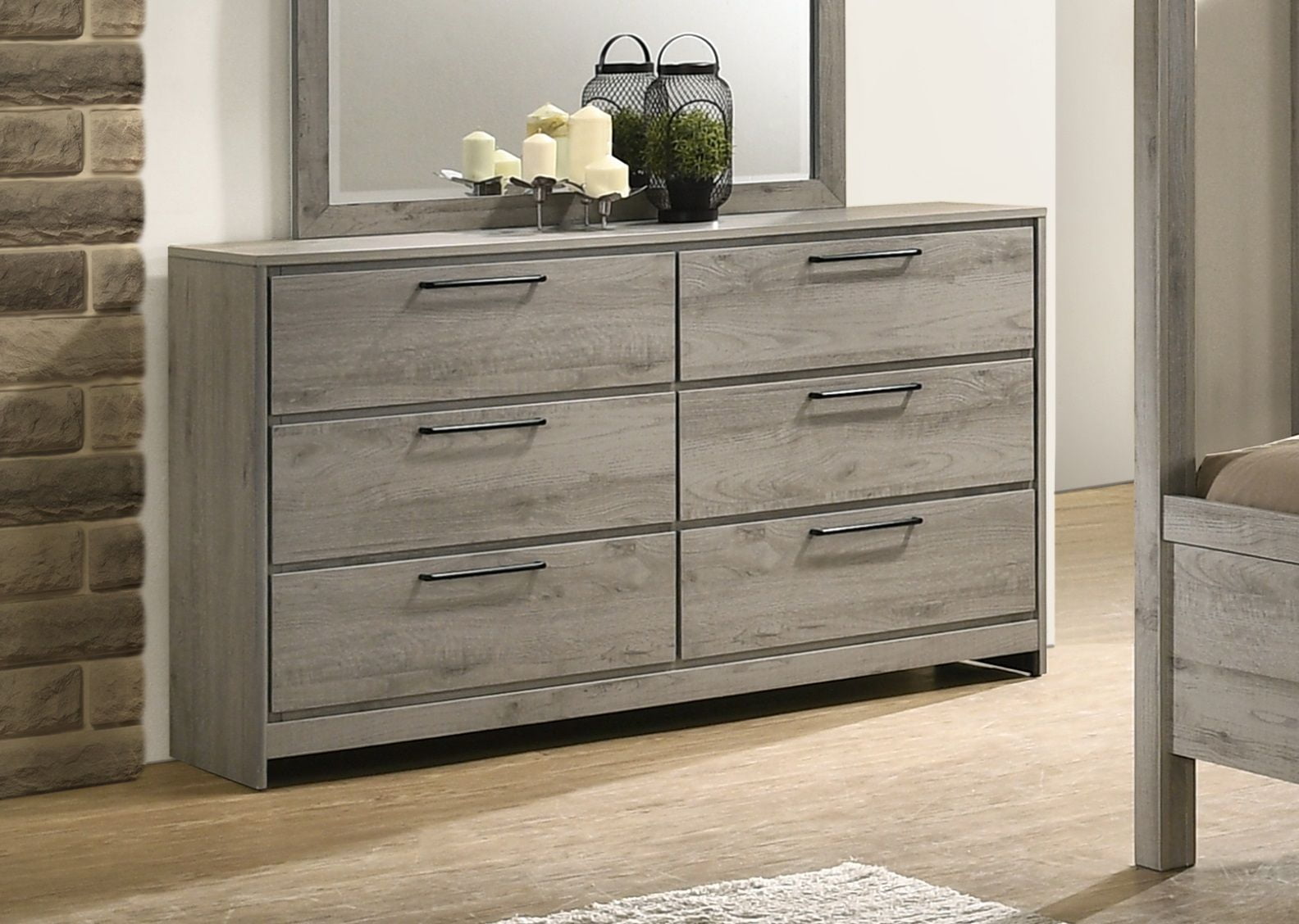 Manhattan Light Gray Wood Modern 6 Drawer Dresser ...