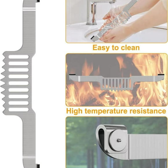 Grease Gate Spatula Holder,11.8 Inch Stainless Steel Grease Trap Grill Food Mesh Screen Block Hold Rack Griddle Accessories