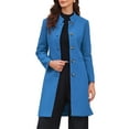 thumbnail image 4 of INSPIRE CHIC Stand Collar for Women  Mid-Long Button-Down Winter Overcoat XS Blue, 4 of 6