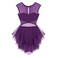 thumbnail image 5 of TiaoBug Women Lyrical Dance Costumes Asymmetric Ballet Leotard Dress Cut Out Gymnastics Dancewear Dark_Purple Large, 5 of 6