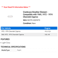 thumbnail image 2 of Crankcase Breather Element - Compatible with 1969, 1972 - 1974 Chevy Caprice 1973, 2 of 2