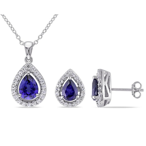 Everly Women's Created Sapphire Sterling Silver Jewelry Set