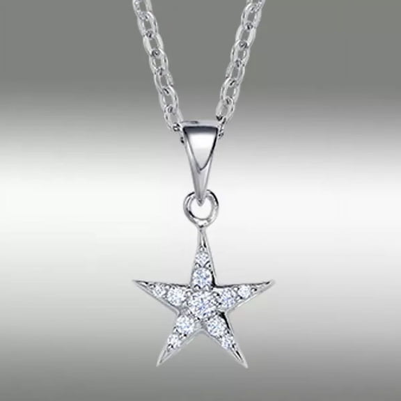 2Ct Round Cut Lab Created Diamond Star Pendant Necklace with 18" Chain 14K White Gold Plated
