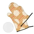 thumbnail image 3 of YFYANG Sets Mitaines et Porte-Pots 4 Pièces, Résistant à la Chaleur et Antidérapant Floral Line Texture Kitchen Gant Mat pour la Cuisson et la Cuisson, 3 of 8