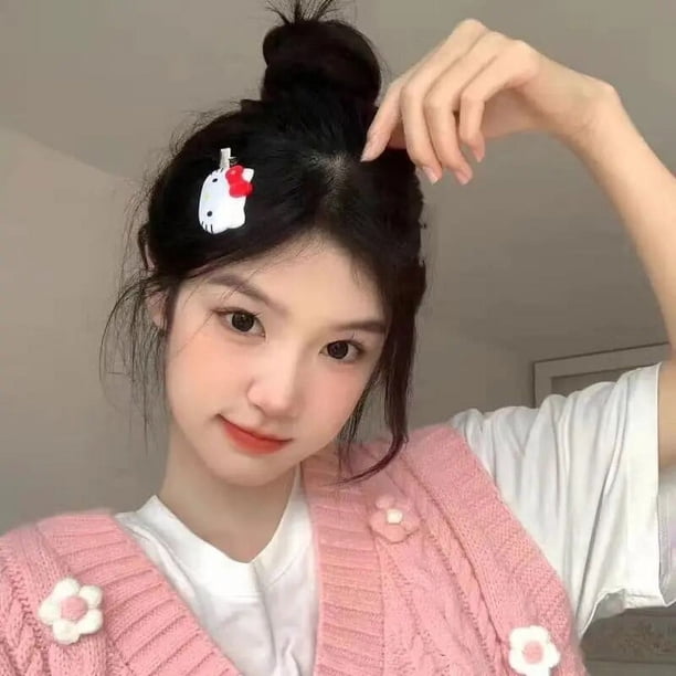 Kawaii Sanrio Hello Kitty flequillo Clip My Melody Kuromi Cinnamoroll Purin accesorios para el cabello Anime lindo tocado de dibujos animados regalo para niñas