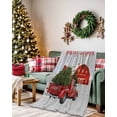 thumbnail image 2 of Merry Christmas Flannel Blanket for Bed,Travel and Camping, Xmas Trucks Pine Tree Snow Scene Farmhouses Super Soft Cozy Blanket for All Seasons 32"x48", 2 of 6