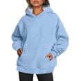 thumbnail image 2 of Hueook Sweatshirts for Women Plus Size Long Sleeve Solid Color Fashion Casual Hooded Blouse With Pocket rewneck Pullover Sweatshirt Tops, 2 of 8