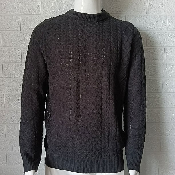 Suéter rosa para hombre, suéter de otoño e invierno de color sólido, suéter de punto con flores retorcidas para hombre