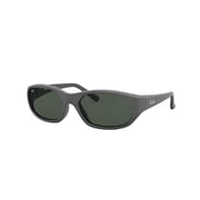Ray-Ban Daddy-O Sunglasses, Retro Rectangle Eyeglasses with Case, Rubber Black/Dark Green, Size 59