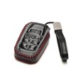 thumbnail image 2 of Vitodeco Genuine Leather Smart Key Fob Case with Leather Key Strap Compatible for Toyota Rav4 Prime 2021 (5-Button, Black/Red), 2 of 5