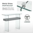thumbnail image 6 of Ivinta Narrow Glass Console Table with Storage Modern Sofa Table Entryway Table Glass Writing Desk Small Computer Desk TV Table Buffet Table Modern Accent Table for Small Space Living Room Hallway, 6 of 10