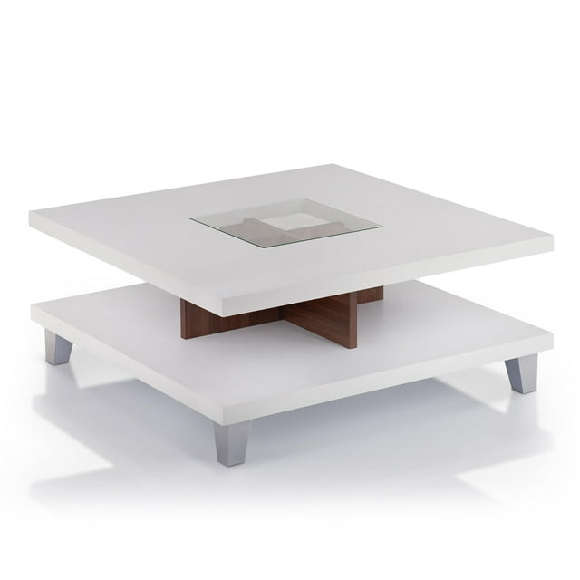 Furniture of America Calloway Wood Square Coffee Table with Storage in Walnut